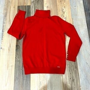 Tommy Hilfiger Women's Red and Gold Jumper Size Medium